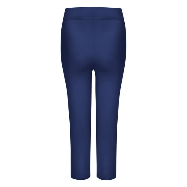 Yuyuzo Women's Cutout Leggings Non See-Through High Waisted Stretch Soft  Tights Cropped Pants Trouser for Casual Yoga Work Blue A1 