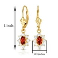 thumbnail image 2 of Tilo Jewelry 14K Yellow Gold Flower Dangle Earring with Pink CZ Birthstone | Secure Leaver-Backs | July-Ruby | Women & Unisex, 2 of 6