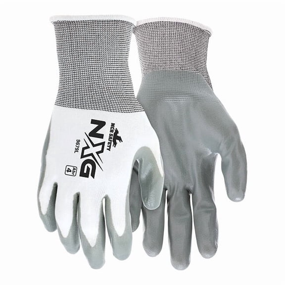 MCR Safety® NXG® Nitrile Dip Gloves, Small, White/Gray, 12/Pair