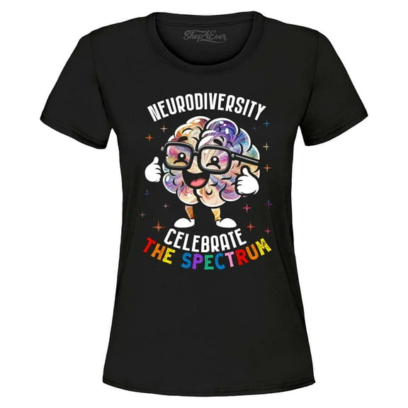 Shop4Ever Women's Neurodiversity Celebrate the Spectrum Graphic T-Shirt XXX-Large Black