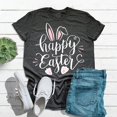 thumbnail image 1 of Hauts d'Été Grande Taille pour Femmes, T-shirt Imprimé Col Rond de Pâques, Manches Courtes, Blouse Ample Décontractée, T-shirt Col en V pour Femmes en Liquidation, 1 of 3