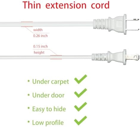 White Extension Cord 15 Feet Long Extension Cord 2 Prong for Indoor/Outdoor Use with Single Plug Ideal for Holiday Lights, Lamps,Household Appliance ETL Listed(1 Pack)
