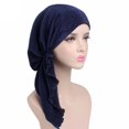 thumbnail image 5 of ruhuadgb Fashion Women Wrinkle Long Turban Cap Head Wrap Chemo Hat Beanie Muslim Hijab, 5 of 7