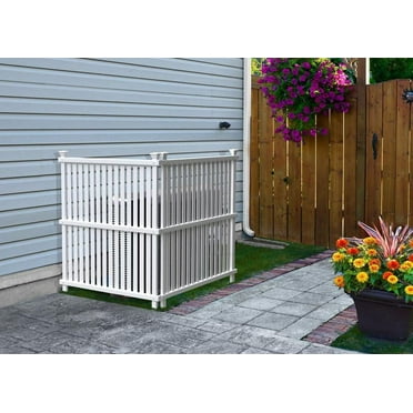 45.5in H x 36.5in W (2 Panels) No Dig Enclo Wilmington White Vinyl Privacy Screen, Outdoor Privacy Panels, Trash Can Enclosure, Air Conditioner Fence, Pool Equipment Enclosure, ZP19008
