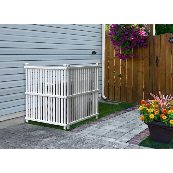 45.5in H x 36.5in W (2 Panels) No Dig Enclo Wilmington White Vinyl Privacy Screen, Outdoor Privacy Panels, Trash Can Enclosure, Air Conditioner Fence, Pool Equipment Enclosure, ZP19008
