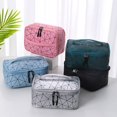 thumbnail image 4 of Large Retro Nylon Simple Fashion Lattice Waterproof Cosmetic Bag Storage Bag Travel Toiletry Bag Makeup Case PINK, 4 of 8