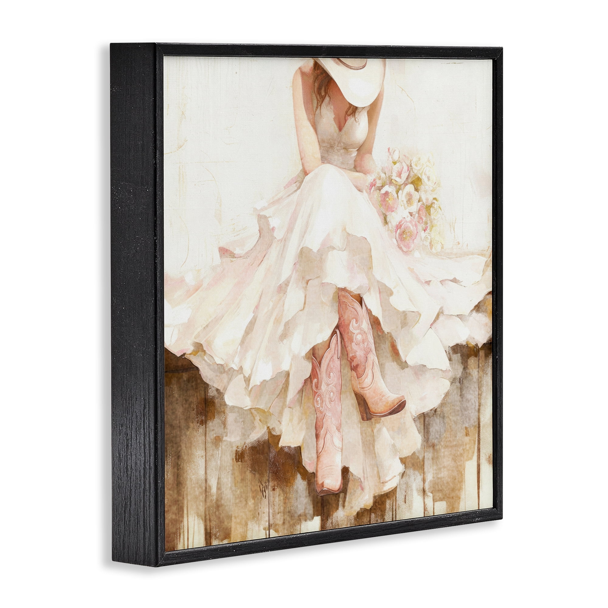 Stupell Industries Cowgirl On The Fence Black Framed Giclee Art, design by Tina LeCour