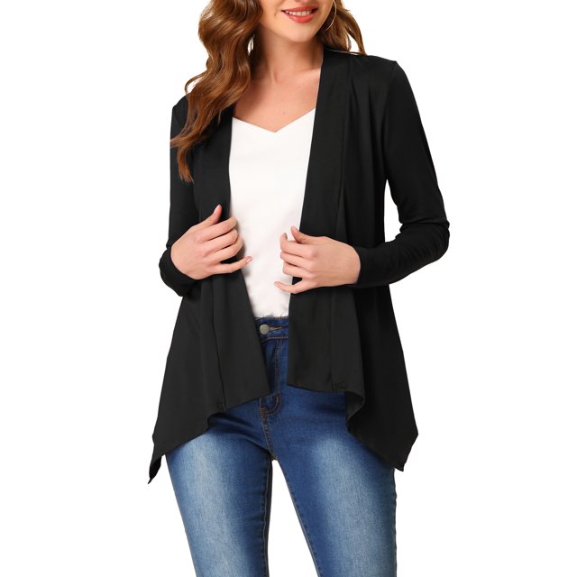 INSPIRE CHIC Cardigan Ouvert à Manches Longues à Imprimé Léopard pour Femme Noir Foncé S