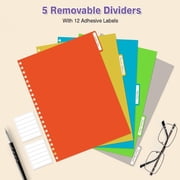 OMEYA 5 Subject Notebooks College Ruled, Spiral Notebook 8.5 x 11in with Dividers, 300 Pages 100GSM Thick Spiral Writing Journal for Women & Men, Large A4 Lined Journal for Work, Campus