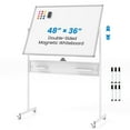 thumbnail image 1 of Gymax 48'' x 36'' Mobile Whiteboard w/ Pegboard & Accessories Aluminum Frame for Home, 1 of 10