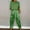 Green, variant on Women's Spring Set V-Neck Lapel Shirt and Wide Leg Pants Color Coordinated