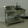 thumbnail image 6 of Stainless Steel Commercial Sink with Drawer & Cold and Hot Water Pipe, Free Standing Single Bowl Kitchen Sink, Utility Sink , 24"D x 40"W x 31"H for Indoor Outdoor & Garage, 6 of 13