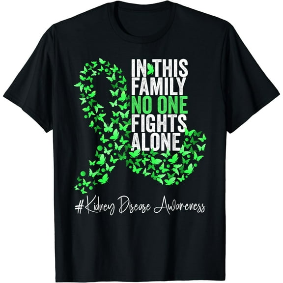 Kidney Disease Awareness Month Green Ribbon Butterflies T-Shirt