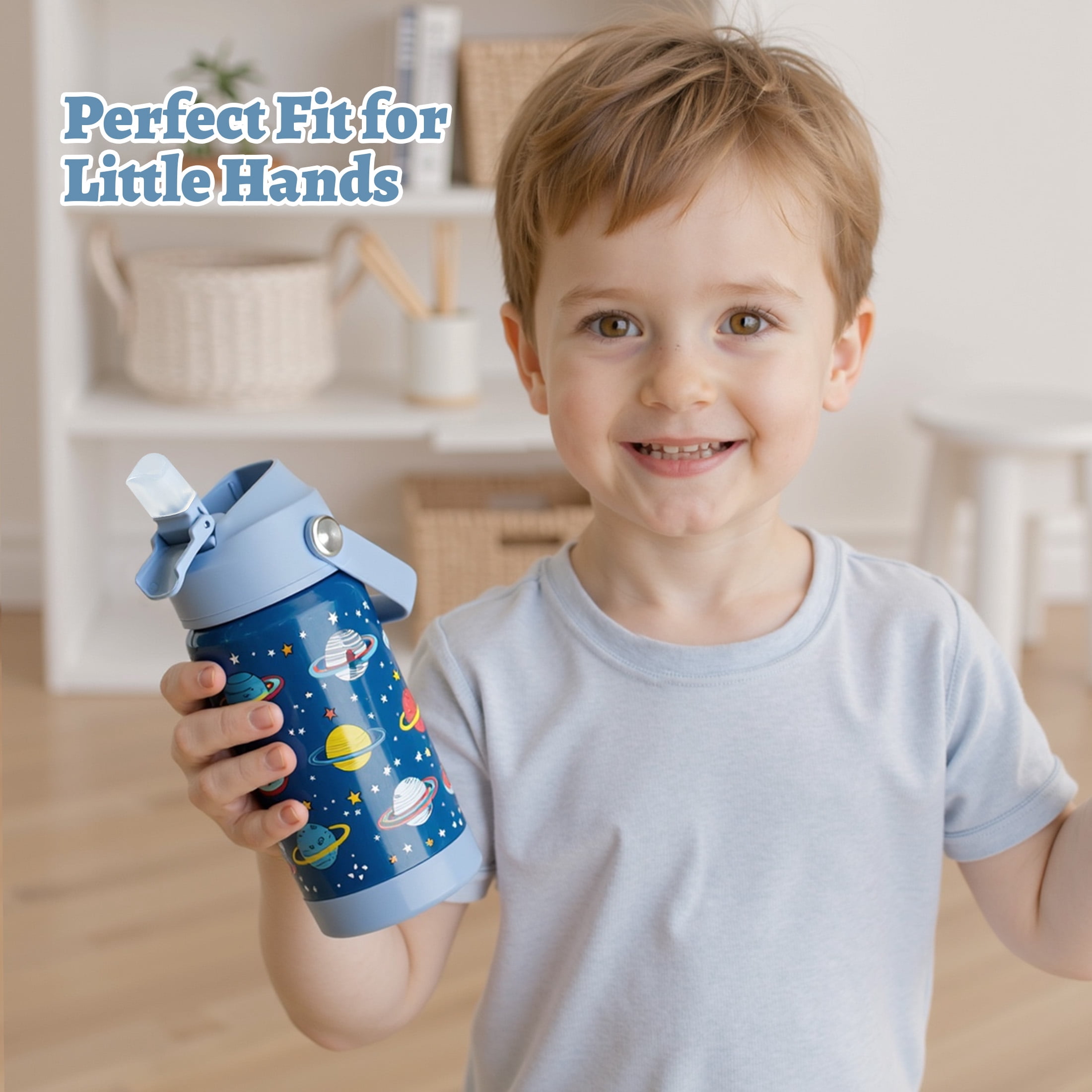 Hawsaiy 12oz Kids Insulated Water Bottle with Straw Lid, Leak-Proof Stainless Steel BPA-Free Thermos for School Boys and Girls
