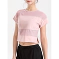 thumbnail image 3 of Women Mesh Splicing Sports T-shirt Cropped Short Sleeve Breathable Running, 3 of 8