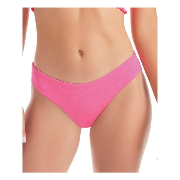Jessica Simpson Women's Glitter Hipster Swim Bottom Swimsuit (L, Pop Pink)