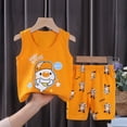 thumbnail image 2 of Bainana Boys Sleep Outfit Set Toddler Cartoon Print Sleeveless Crew Neck Tank Tops And Shorts Set Comfortable Lightweight Little Boys Summer Indoor Daily Homewear Size 18-24 Months, 2 of 3
