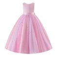 thumbnail image 2 of IDOPIP Butterfly Flower Girl V-Back Bow Dress for Kid Wedding Pageant Party Shiny Bownkot V-backless Tulle Dress Wedding Bridesmaid Pageant Party Long Maxi Gown 7-8 Years Pink - Sequin Star, 2 of 6