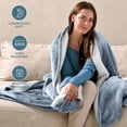 thumbnail image 4 of Bare Home Plush Sherpa Bed Blanket - Fluffy & Soft - Reversible - Lightweight - Throw/Travel, Dusty Blue, 4 of 10