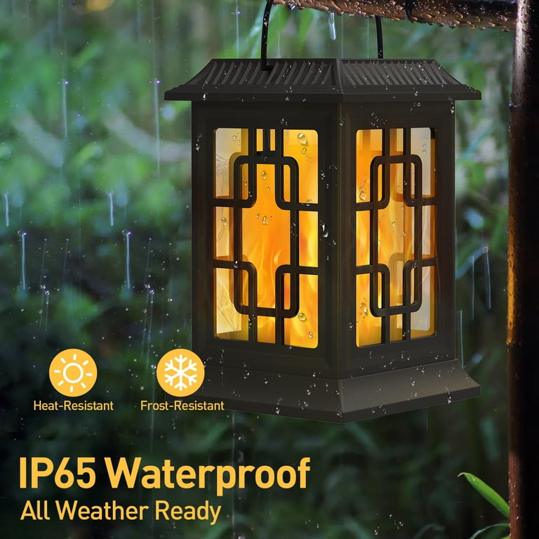 SZRSTH Solar Hanging Lanterns, Flickering Flame 2-Pack photo 3