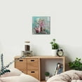 thumbnail image 6 of Pink Flower Canvas Wall Art Florals Abstract Picture Teal Turquoise Watercolor Peach Bloosom Painting Artwork Framed for Bathroom Nursery Living Room Bedroom Kitchen Home Office Decor 14"x14", 6 of 6