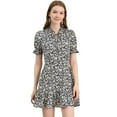 thumbnail image 1 of INSPIRE CHIC Women's Ruffle Floral Bow Tie Chiffon Puff Short Sleeve Summer Dress, 1 of 6