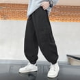 thumbnail image 5 of WEIGFI Child Boys Cargo Pants For Autumn Winter Fashion Loose Fit Casual Joggers With Multiple Pockets Twill Trousers For Teen Kids Youth School Outdoor Daily Wear Stylish Solid Color Slacks, 5 of 7