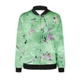 thumbnail image 4 of Feancey Sales Today Womens Fashion Bomber Jackets Floral Print Casual Flight Jackets Teen Girls Fall Lightweight Zip Up Long Sleeve Varsity Jacket Outwear Multicolor XL, 4 of 5