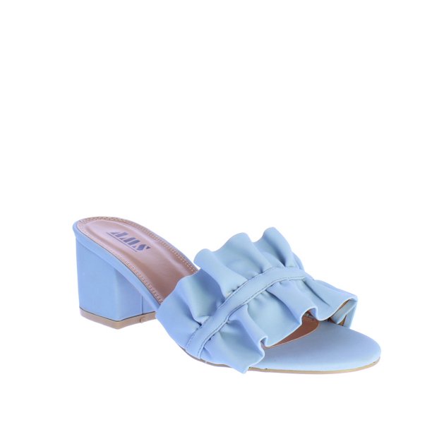 AMS Womens Emily1 Slip On Low Heel Sandal Mule in Blue