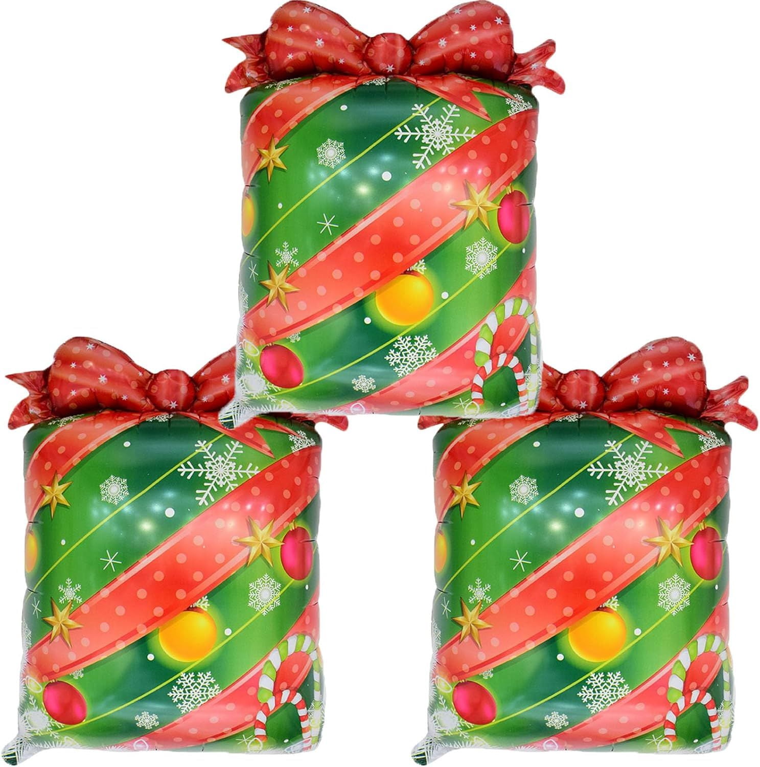 Christmas Gift Balloons Christmas Balloons Christmas Gift Foil Balloons for Christmas-Themed Party Birthday Party Supplies Decorations Party Decorations Balloons Party Sets, 3PCS