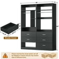 thumbnail image 7 of Homieasy 48" Walk-in Closet System - Heavy Duty Closet Organizer with 5 Wood Drawers, 2 Hanging Rods & 7 Shelves (48"L x 15"W x 80"H) for Bedroom, Entryway, Modern,Black, 7 of 7