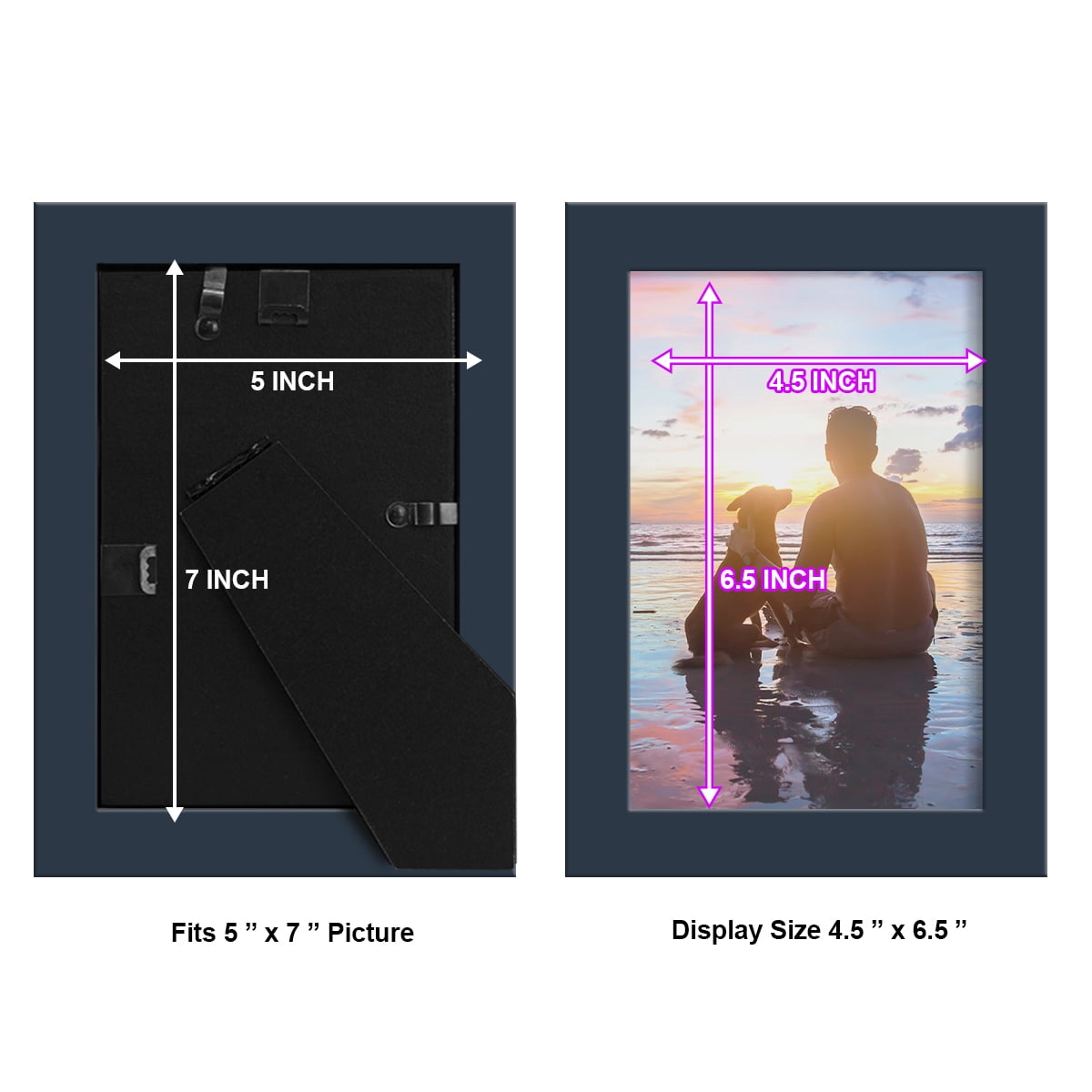 Wexford Home Modern 5" x 7" Dark Blue Picture Frame (Set of 6)