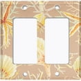 thumbnail image 2 of Metal Light Switch Wall Plate Outlet Cover (Ocean Sea Star Fish Shell Coral Clam Beige - Double Rocker), 2 of 2