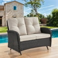 thumbnail image 2 of Behousewell Outdoor Glider Loveseat Sofa Wicker Rattan Glider Sofa,Patio 2 Seater Wicker Sofa with Thicking Back & Seat Cushions for Garden Balcony Backyard, 2 of 6