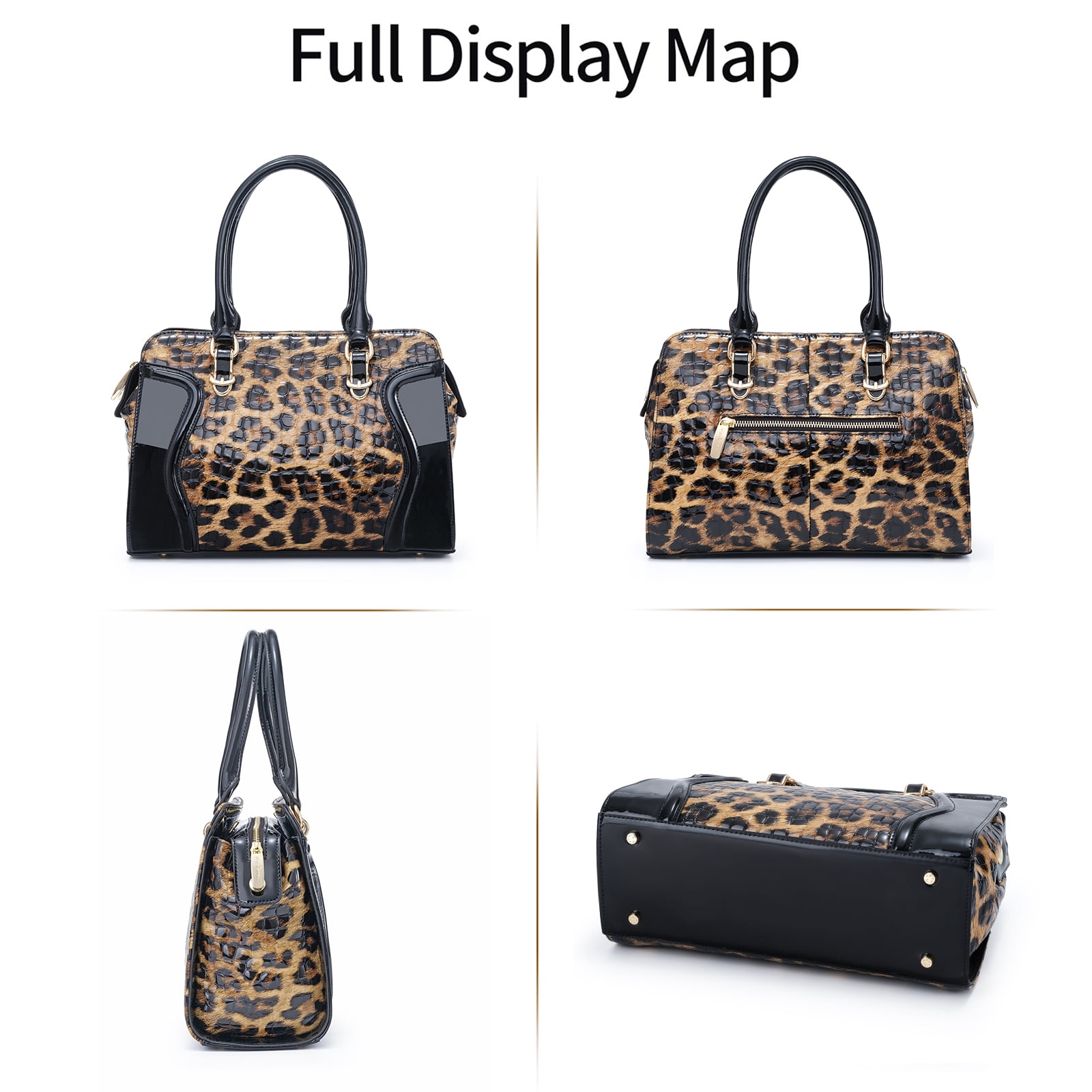FEIMINA Leopard Print Handbags,Genuine Leather Tote Bag for Women, Large Capacity Crossbody Bag, Purses for Women