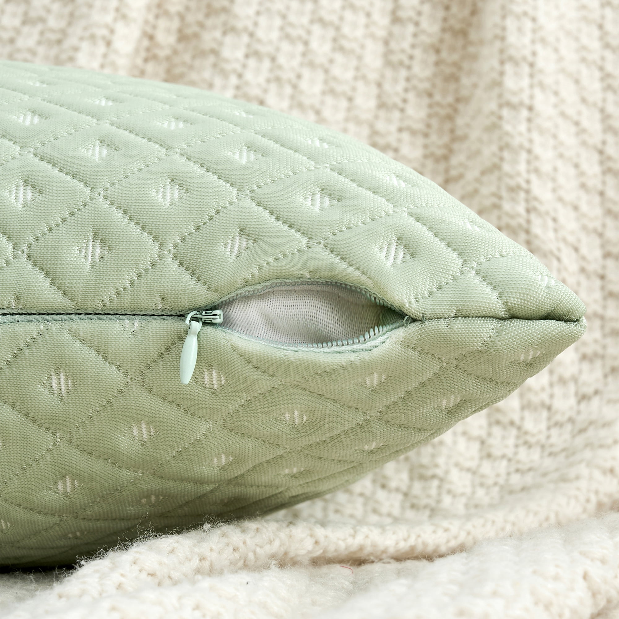 Unique Bargains Set of 2 Soft Modern Geometric Pillow Cushion Cases Green 20" x 20"