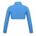 thumbnail image 3 of Raenseen Kids Girls Mock Neck Long Sleeves Sports Dance Crop Top Dancewear Modern Jazz Hip Hop Light Blue 6, 3 of 5