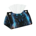 thumbnail image 2 of Lsque Cool Blue Light Wolf Printed Long Tissue Box Cover Holder, Facial Paper Organizer Dispenser,Triangle with Bottom Belt, PVC Leather Decorative Organizer, 2 of 9
