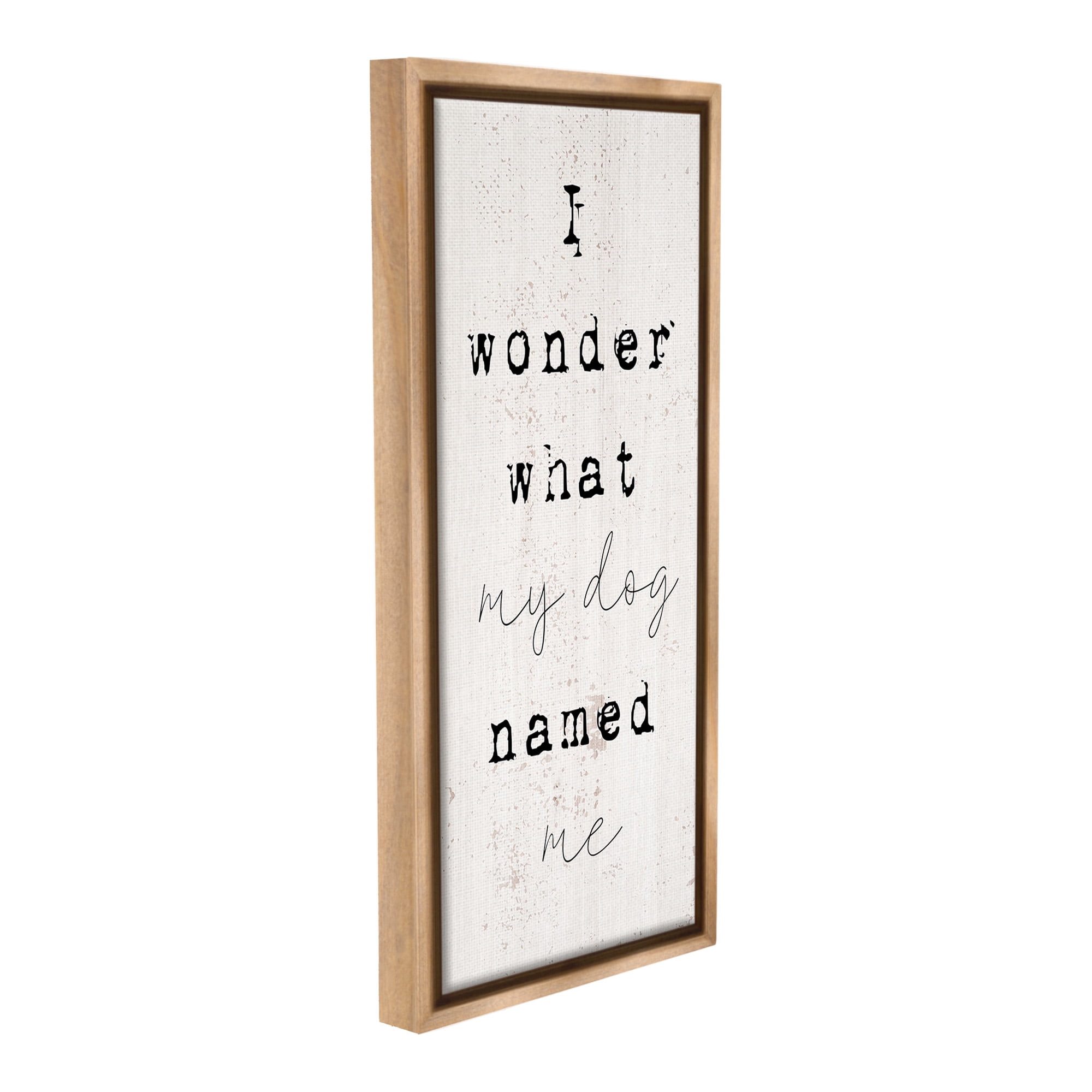 Stupell Industries Funny Pet Dog Phrase Animals & Insects Painting Brown Floater Framed Canvas Art Print Wall Art, 11 x 25