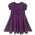 thumbnail image 2 of Millie Loves Lily Girls' Plum Rib Velour Short Sleeve Dress With Bow Waistband, Toddler Girls, Size 4T, 2 of 6