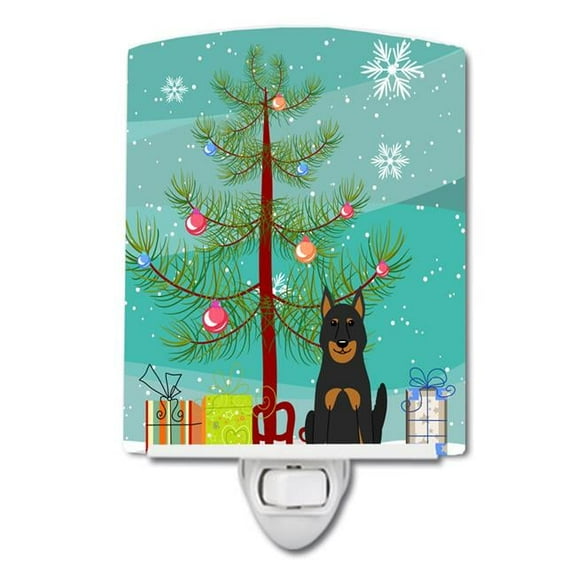 Merry Christmas Tree Beauce Shepherd Dog Ceramic Night Light