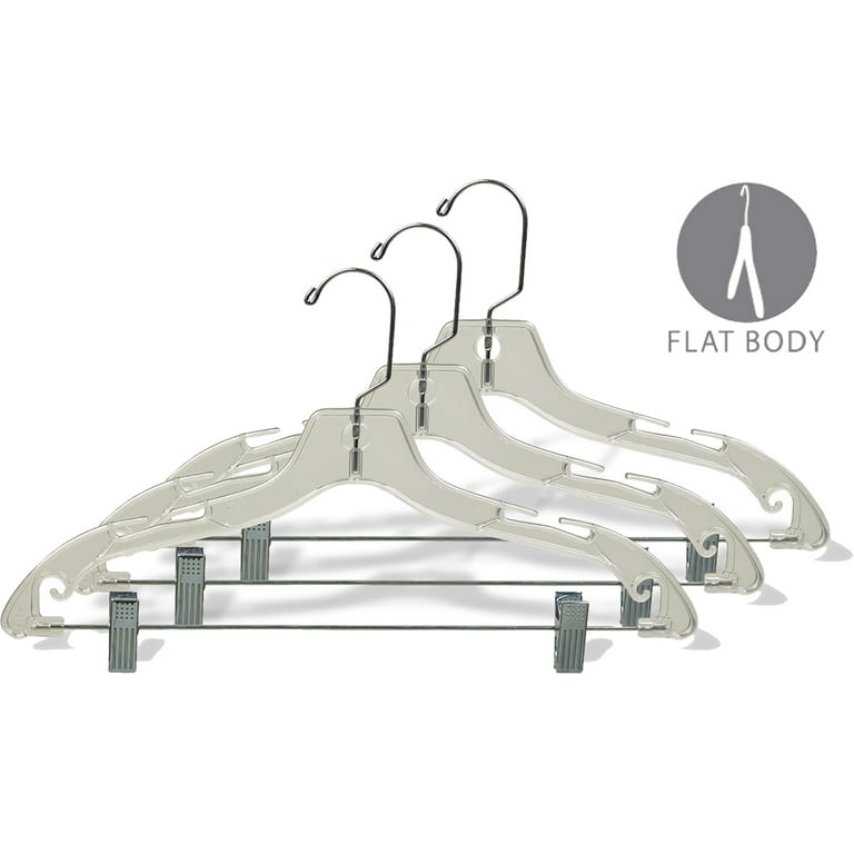 Clear Plastic Heavy-Duty Combo Clothes Hanger With Chrome Hardware - 17  For Sale