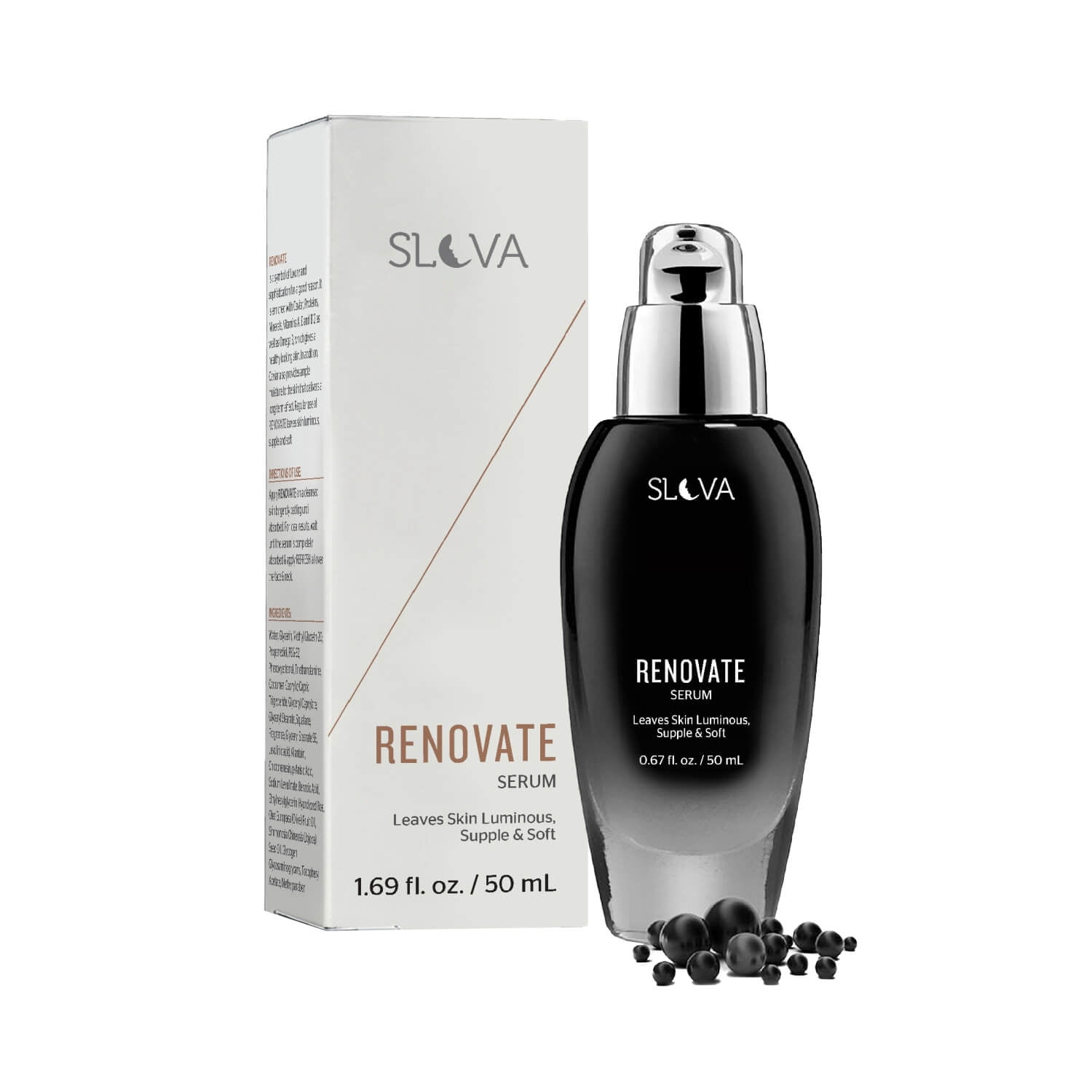 Slova RENOVATE Hyaluronic Acid Face Serum For Glowing, Dark Circles and Radiant Skin With Caviar Extracts - For all skin types-Men and Women - 50ml