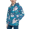 thumbnail image 2 of Fotbe Swan On The Pond Pattern Youth Pullover Hooded Sweatshirt, Boys Hoodie, Kangaroo Pocket Hoodie for Kids Girls -Medium, 2 of 6
