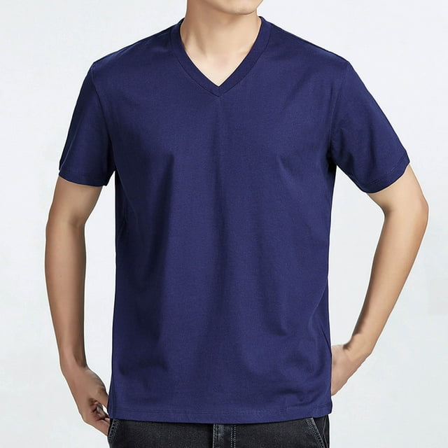 pstuiky camisetas de hombre, Suéter casual de manga corta con cuello en V y cuello en V para hombre camisas casuales para hombre l