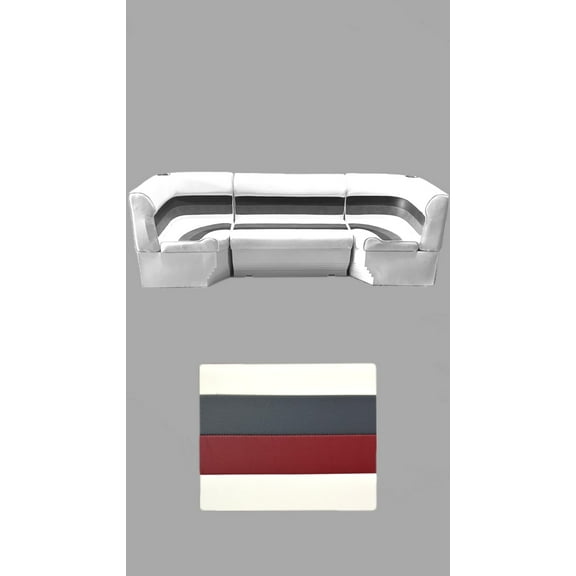 Horizon Manufacturing Pontoon Furniture Set 6 PC Premium 005 White/Red/Charcoal