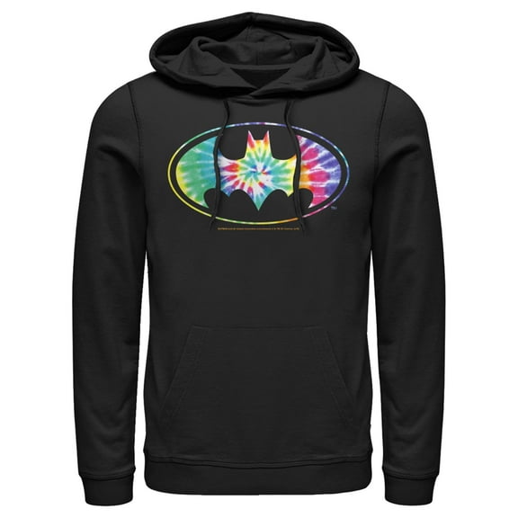 Men's Batman Tie Dye Logo  Pull Over Hoodie Black Medium