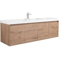 thumbnail image 4 of Blossom Bern 60" Floating Vanity, Acrylic Sink, Soft-Close Doors, Space-Saving Oak Bathroom Cabinet, 4 of 10