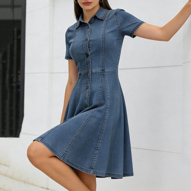 denim dress women 39 RAW ELEGANCE MIDI L FREEMARKET DENIM / L Fall Homecoming 2026 Size:18/24M Short sleeves and an Print-Detail Denim Dress -
