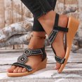 thumbnail image 3 of Wensltd Open Toe Strappy Sandals for Women Solid Color Beach Sandals Casual Spring Summer Wear Wide Width Large Size, 3 of 9